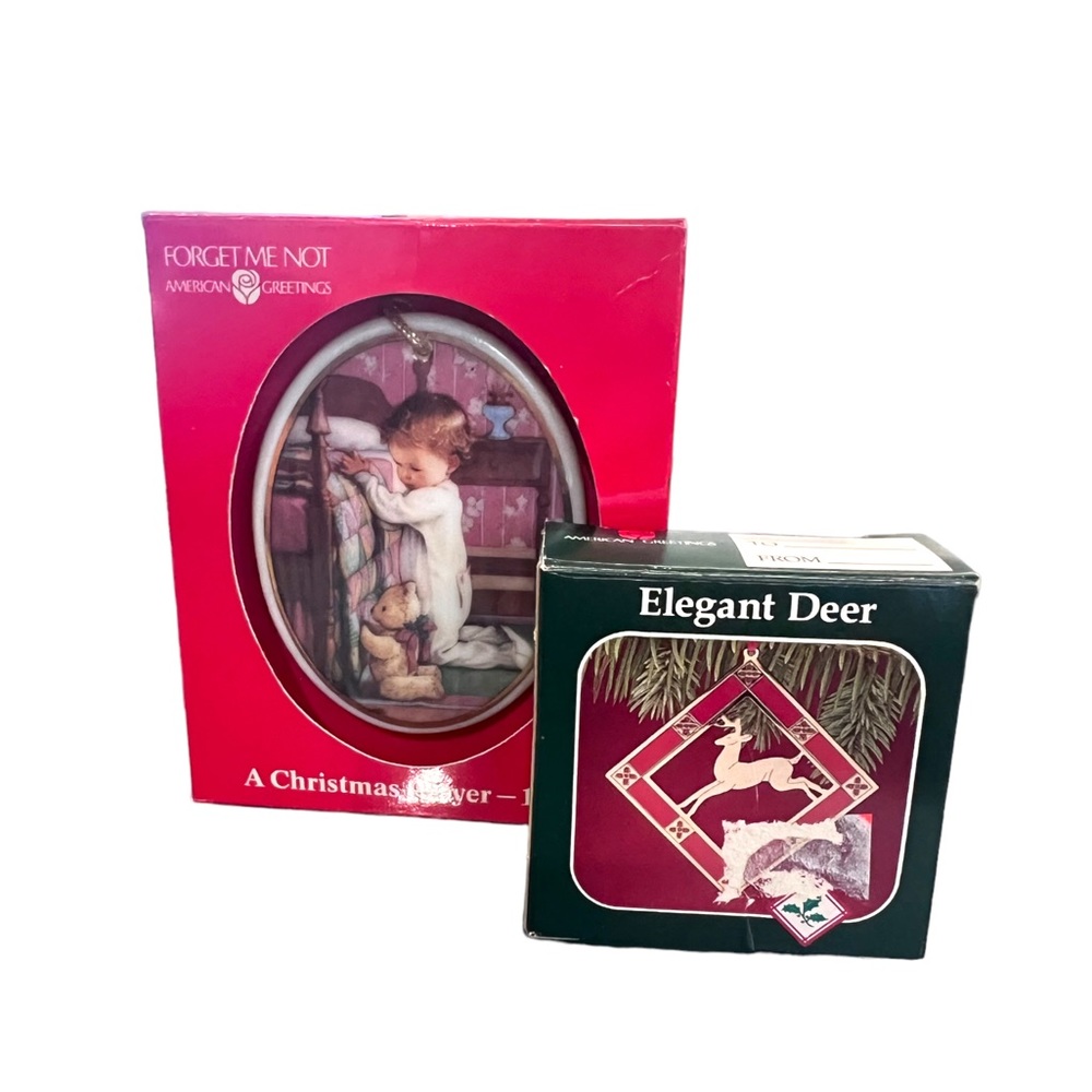 American Greetings Forget Me Not Vintage Christmas Ornaments